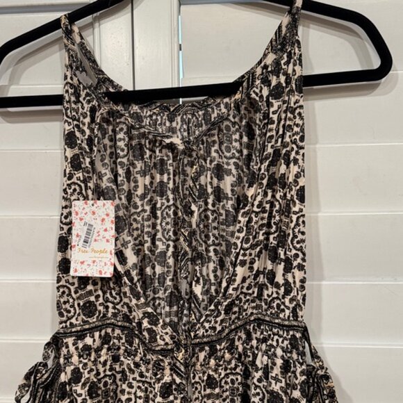 Free People Black and Cream Mini Dress - Picture 9 of 11